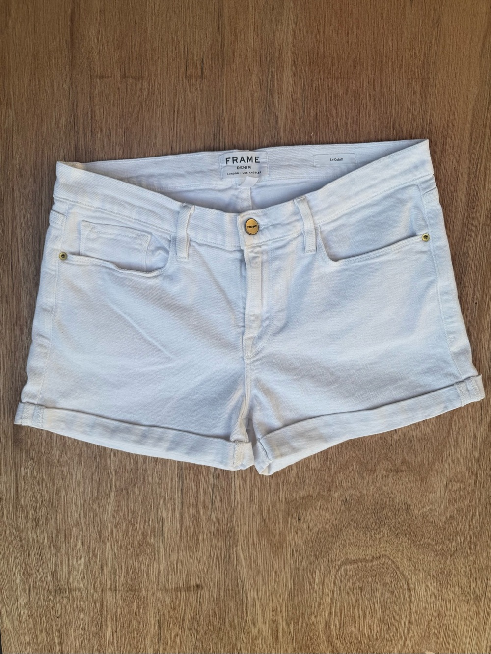 Frame Denim White Rolled-Hem Jean Shorts